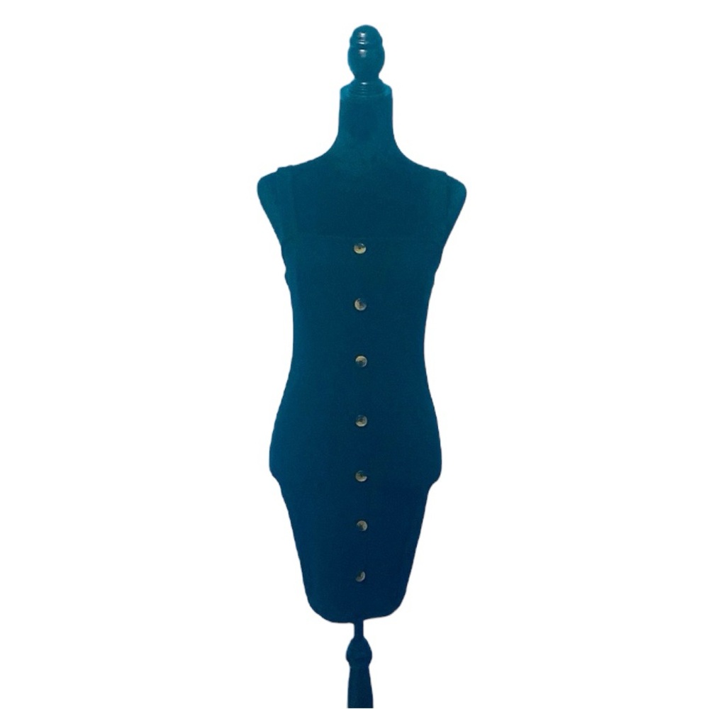 Bozzolo Form Fitting Black Button Down Dress - Size Small